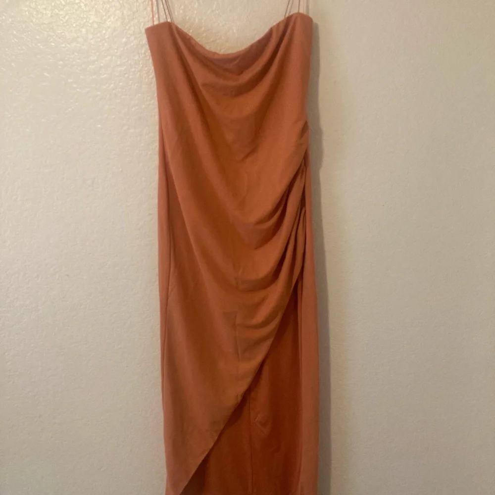 Chic Terracotta Draped Maxi Dress - Picture 1 of 4
